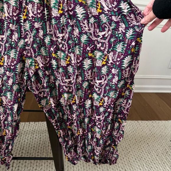 We Be Bop Purple Monkey Print Overalls Romper OSFM - Picture 4 of 8